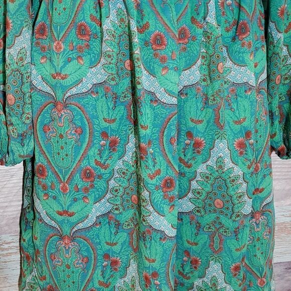 Chelsea & Violet Sherwood Forest Green Paisley Long Sleeve Dress Sz S New - Picture 5 of 13
